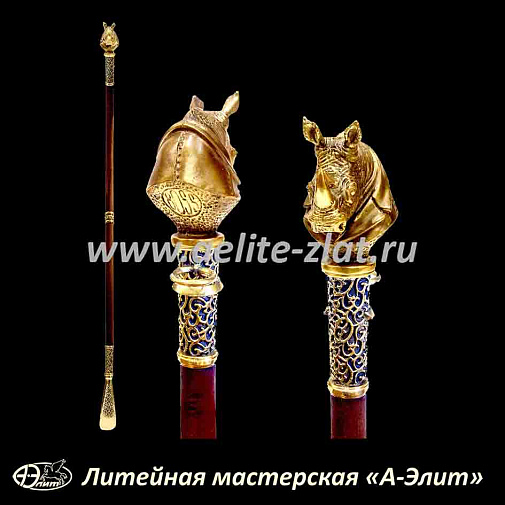 Бронзовая ложка для обуви носорог босс длинная