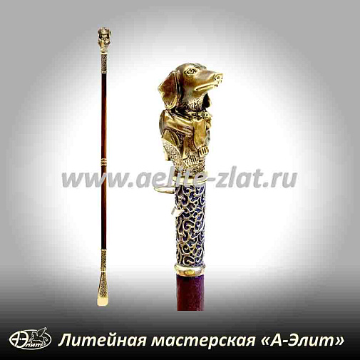 Бронзовая ложка для обуви такса длинная