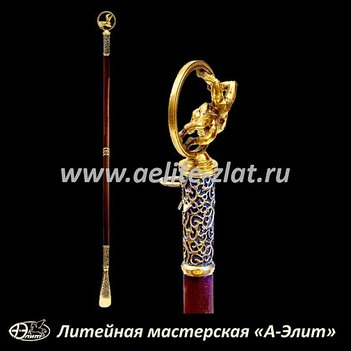 Бронзовая ложка для обуви борцы длинная