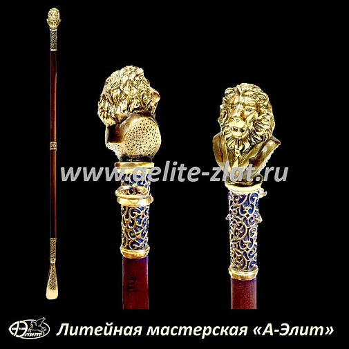 Бронзовая ложка для обуви лев джентельмен длинная