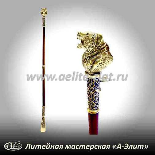 Бронзовая ложка для обуви медведь лауреат длинная