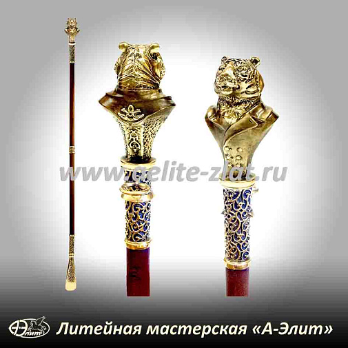 Бронзовая ложка для обуви тигр длинная