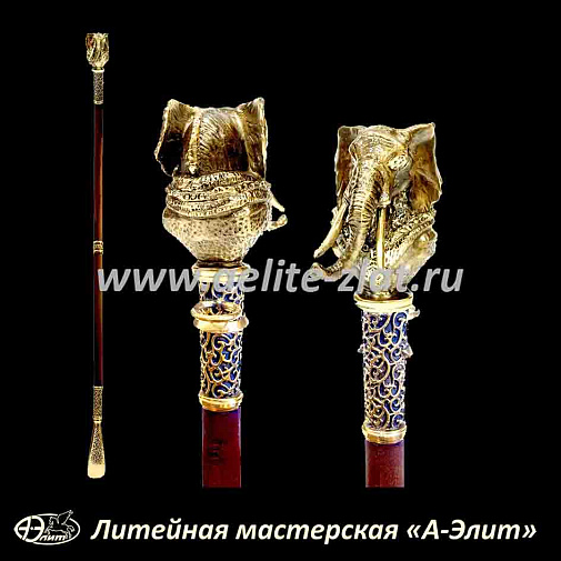 Бронзовая ложка для обуви слон длинная