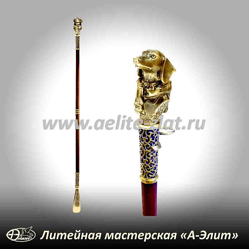 Бронзовая ложка для обуви такса длинная