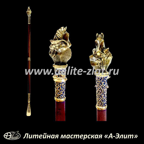 Бронзовая ложка для обуви конь в пальто длинная