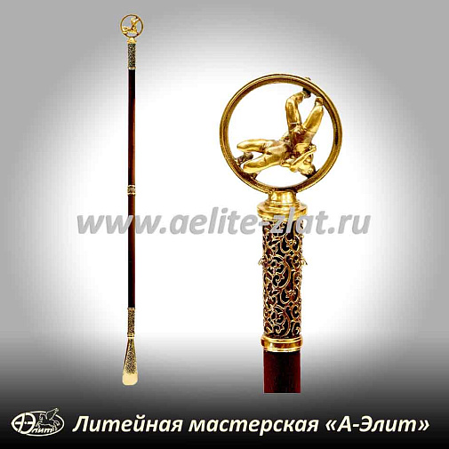 Бронзовая ложка для обуви борцы длинная