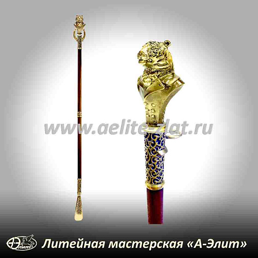 Бронзовая ложка для обуви тигр длинная