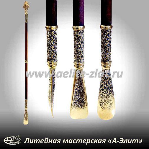 Бронзовая ложка для обуви лев король длинная