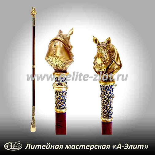 Бронзовая ложка для обуви носорог босс длинная