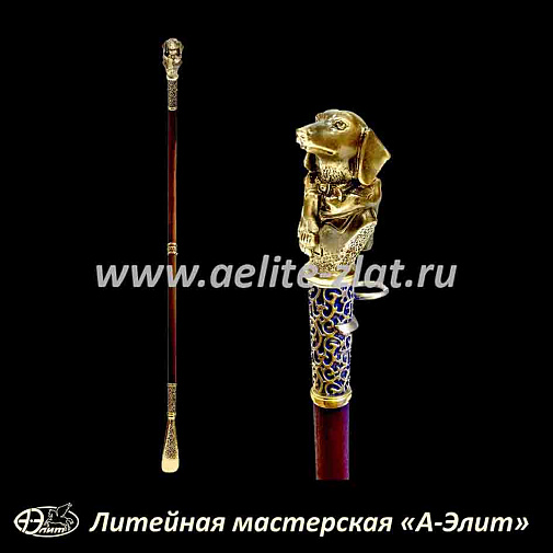 Бронзовая ложка для обуви такса длинная