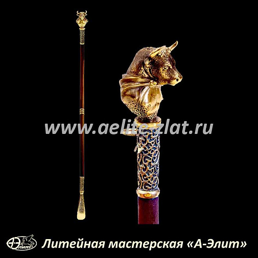 Бронзовая ложка для обуви бык чемпион длинная