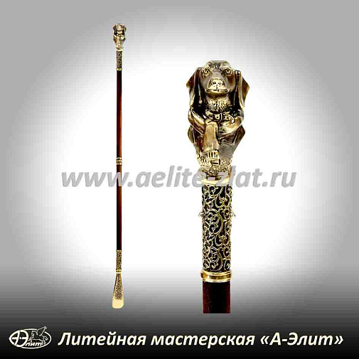 Бронзовая ложка для обуви такса длинная