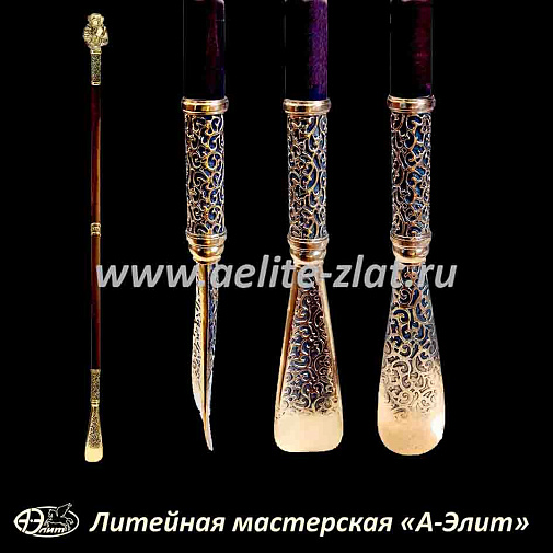 Бронзовая ложка для обуви обезьяна длинная