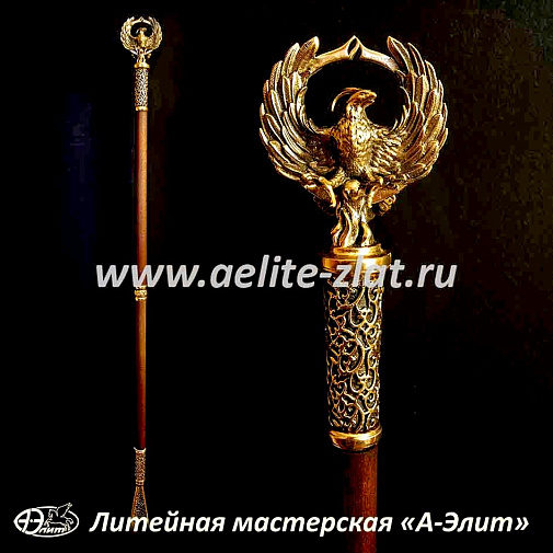 Бронзовая ложка для обуви птица феникс длинная