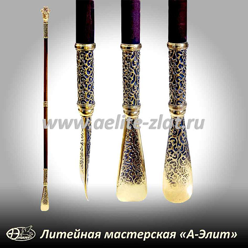 Бронзовая ложка для обуви дракон длинная