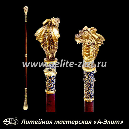 Бронзовая ложка для обуви дракон длинная