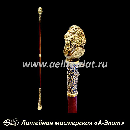 Бронзовая ложка для обуви лев джентельмен длинная