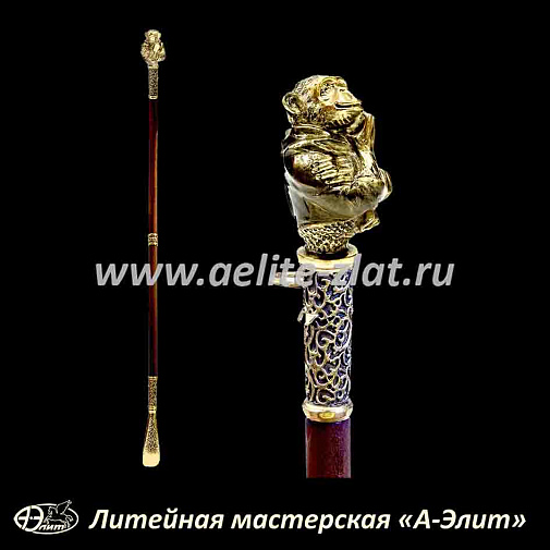 Бронзовая ложка для обуви обезьяна длинная