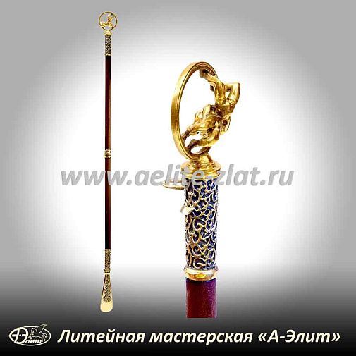 Бронзовая ложка для обуви борцы длинная