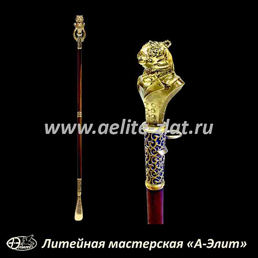 Бронзовая ложка для обуви тигр длинная