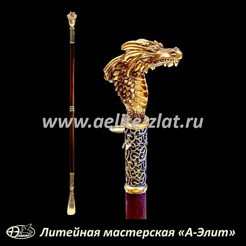 Бронзовая ложка для обуви дракон длинная