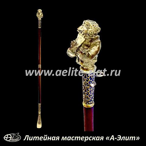 Бронзовая ложка для обуви обезьяна длинная