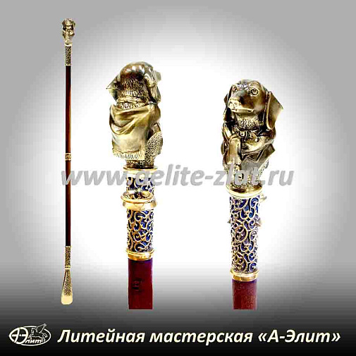 Бронзовая ложка для обуви такса длинная