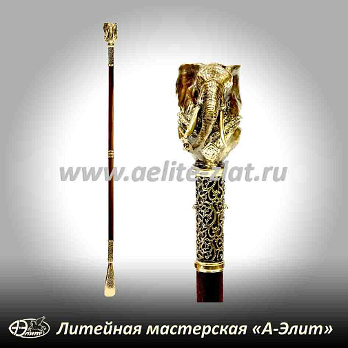 Бронзовая ложка для обуви слон длинная