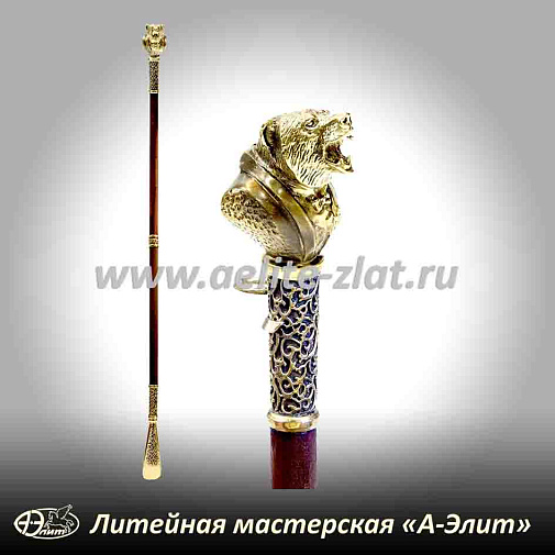 Бронзовая ложка для обуви медведь лауреат длинная