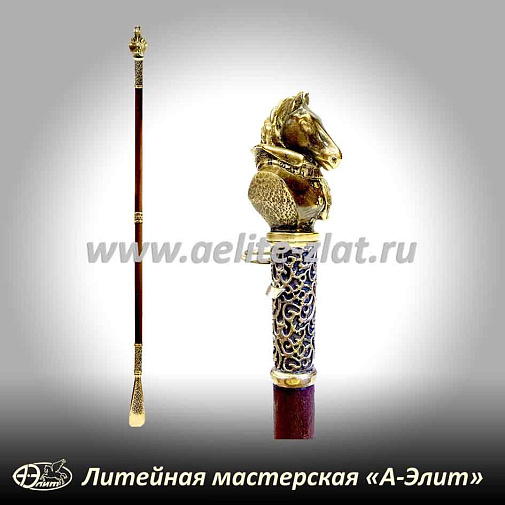 Бронзовая ложка для обуви конь в пальто длинная