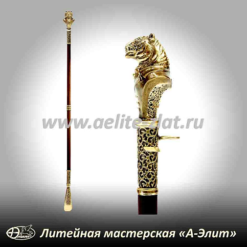 Бронзовая ложка для обуви тигр длинная