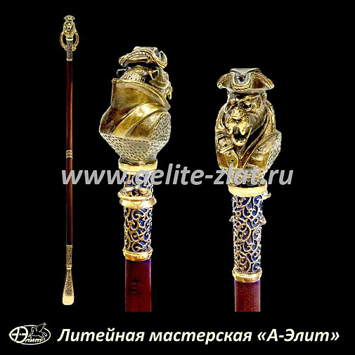 Бронзовая ложка для обуви леопард пират длинная