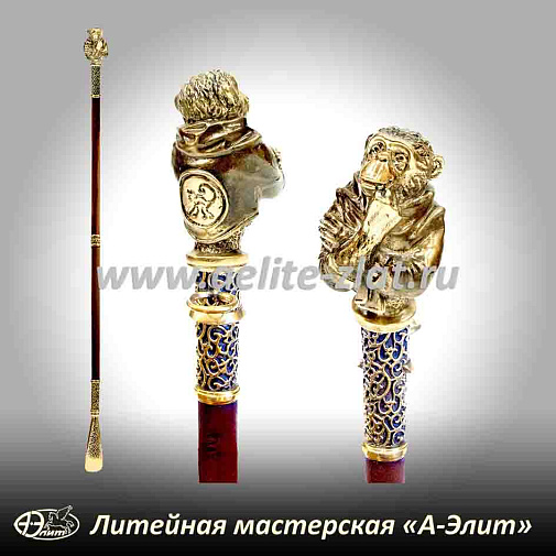 Бронзовая ложка для обуви обезьяна длинная