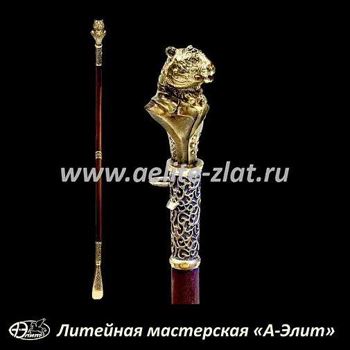 Бронзовая ложка для обуви тигр длинная