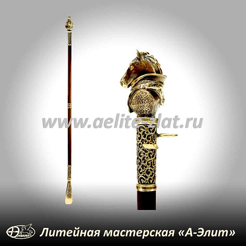 Бронзовая ложка для обуви конь в пальто длинная