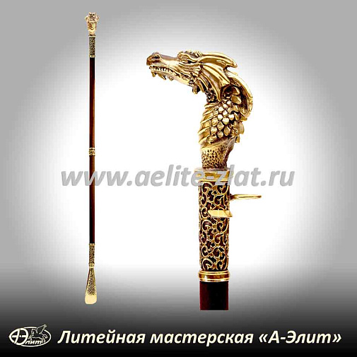 Бронзовая ложка для обуви дракон длинная