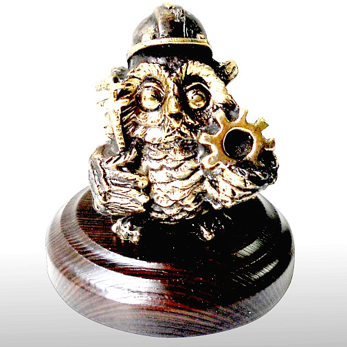 Статуэтка Машиностроитель сова, оригинальный подарок инженеру машиностроителю