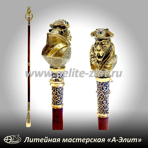 Бронзовая ложка для обуви леопард пират длинная