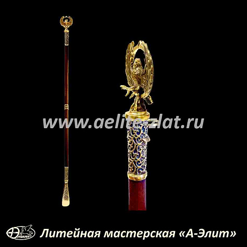 Бронзовая ложка для обуви птица феникс длинная
