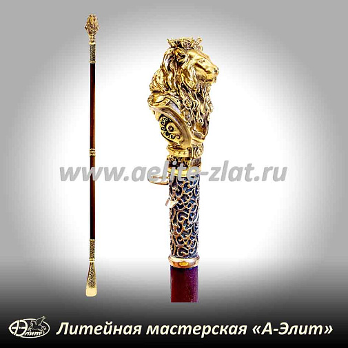 Бронзовая ложка для обуви лев король длинная