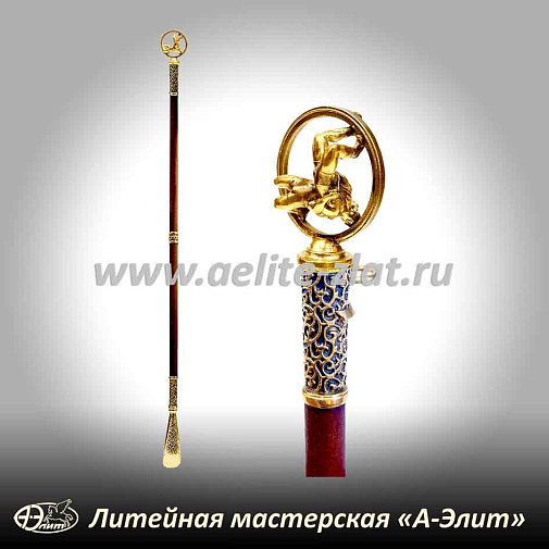 Бронзовая ложка для обуви борцы длинная