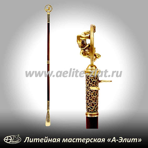 Бронзовая ложка для обуви борцы длинная