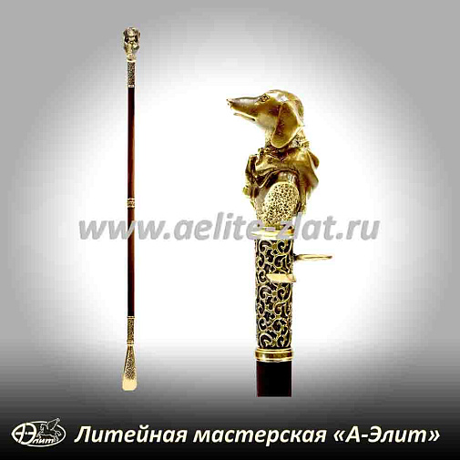 Бронзовая ложка для обуви такса длинная