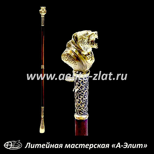 Бронзовая ложка для обуви медведь лауреат длинная