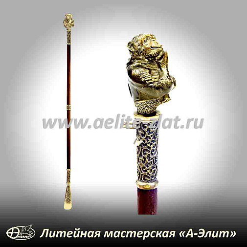 Бронзовая ложка для обуви обезьяна длинная