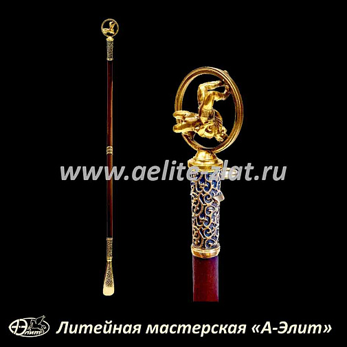 Бронзовая ложка для обуви борцы длинная