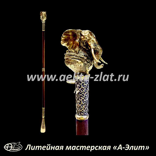 Бронзовая ложка для обуви слон длинная
