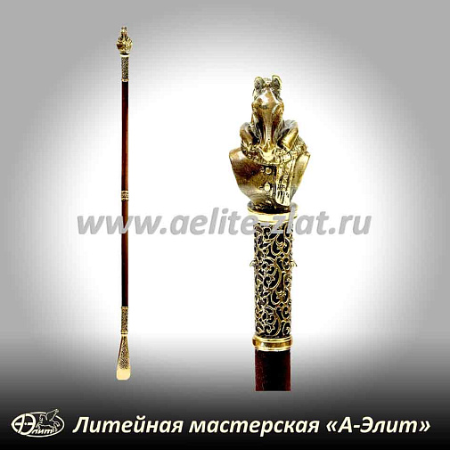 Бронзовая ложка для обуви конь в пальто длинная