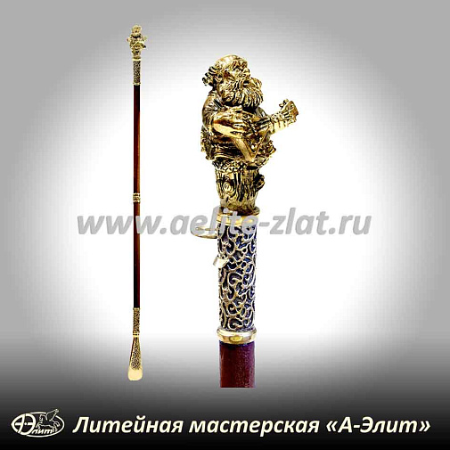 Бронзовая ложка для обуви веселый домовой длинная