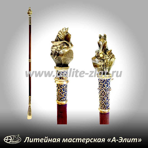 Бронзовая ложка для обуви конь в пальто длинная